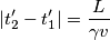 |t_2^\prime-t_1^\prime| = \frac{L}{\gamma v} |t_2^\prime-t_1^\prime| = \frac{L}{\gamma v}