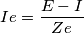 Ie = \frac{E-I}{Ze} Ie = \frac{E-I}{Ze}