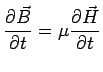 $\displaystyle \frac{\partial\vec{B}}{\partial t}=\mu\frac{\partial\vec{H}}{\partial t}$