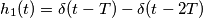 h_1(t) = \delta (t - T) - \delta (t - 2T)