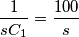 \frac{1}{sC_{1}}=\frac{100}{s}