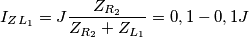 I_Z_{L_1}= J \frac {Z_{R_2}}{Z_{R_2}+Z_{L_1}}=0,1-0,1J