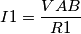 I1=\frac{VAB}{R1} I1=\frac{VAB}{R1}