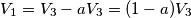 V_1 = V_3 - a V_3 = ( 1 - a ) V_3