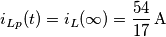{{i}_{Lp}}(t)={{i}_{L}}(\infty )=\frac{54}{17}\,\text{A}