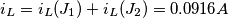 \[i_L=i_L(J_1)+i_L(J_2)=0.0916A\]