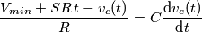 \frac{V_{min}+ SR\, t-v_c(t)}{R}=C\frac{\text{d}v_c(t)}{\text{d}t}