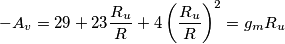 -A_v=29+23\frac{R_u}{R}+4\left ( \frac{R_u}{R}\right )^2=g_mR_u