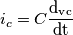 i_c=C\frac{\mathrm{d_v_c} }{\mathrm{ dt}}