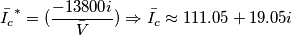 \bar{I_c}^* = (\frac{-13800i}{\bar{V}}) \Rightarrow \bar{I_c}\approx 111.05+19.05i