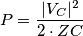 P=\frac{|V_C|^2}{2 \cdot Z C}