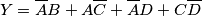 Y=\overline{A}B+A\overline{C}+\overline{A}D+C\overline{D}