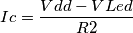 Ic = \frac{Vdd-VLed}{R2}