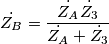 \dot{Z_B} = \frac{\dot{Z_A} \dot{Z_3}}{\dot{Z_A} + \dot{Z_3}}