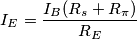 I_E=\frac{I_B(R_s+R_{\pi})}{R_E}