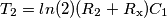 T_{2} = ln(2)(R_{2} + R_{\text{x}})C_{1}