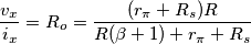 \[\frac{v_x}{i_x}=R_o=\frac{(r_\pi+R_s)R}{R(\beta +1)+r_\pi+R_s}\]