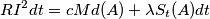 RI^{2} dt = cM d ( A ) + \lambda S_t (A) dt