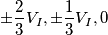 \pm \frac{2}{3} V_I, \pm \frac{1}{3} V_I, 0 \pm \frac{2}{3} V_I, \pm \frac{1}{3} V_I, 0