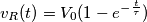 v_R(t)=V_0(1-e^{-\frac{t}{\tau}}) v_R(t)=V_0(1-e^{-\frac{t}{\tau}})