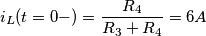 i_L(t=0-)=\frac{R_4}{R_3+R_4}=6A