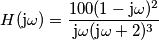 H(\text{j}\omega) = \frac{100(1-\text{j}\omega)^{2}}{\text{j}\omega(\text{j}\omega+2)^{3}}