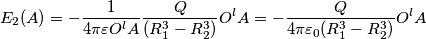 E_{2}(A) =  - \frac{1}{4\pi \varepsilon O^{l}A} \frac{Q}{(R_{1}^{3} - R_{2}^{3})} O^{l}A = - \frac{Q}{4\pi \varepsilon_{0} (R_{1}^{3} - R_{2}^{3})}O^{l}A