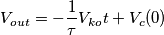 V_{out}=-\frac{1}{\tau}V_{ko}t+V_c(0)