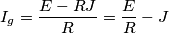 {I_g} = \frac{{E - RJ}}{R} = \frac{E}{R} - J {I_g} = \frac{{E - RJ}}{R} = \frac{E}{R} - J