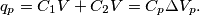 \displaystyle q_p = C_1V+C_2V=C_p \Delta V_p.