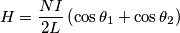 H=\frac{NI}{2L}\left( \cos {{\theta }_{1}}+\cos {{\theta }_{2}} \right)