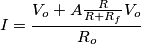 I=\frac{V_o+A\frac{R}{R+R_f}V_o}{R_o}