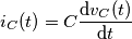 i_C(t) = C \frac{\mathrm{d}v_C(t)}{\mathrm{d}t}