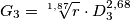 {G_3}=\sqrt[1,87]{r} \cdot D_{3}^{2,68}