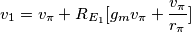 v_1=v_{\pi}+R_{E_1}[g_m v_{\pi}+\frac{v_{\pi}}{r_{\pi}}]