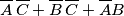 \overline{A}\,\overline{C}+\overline{B}\,\overline{C}+\overline{A}{B}