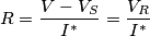 R=\frac{V-{{V}_{S}}}{{{I}^{*}}}=\frac{{{V}_{R}}}{{{I}^{*}}}