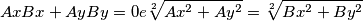 AxBx+AyBy=0 e \sqrt[2]{Ax^2+Ay^2}=\sqrt[2]{Bx^2+By^2}