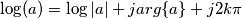 \log(a)=\log|a|+jarg\{a\}+j2k\pi