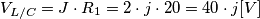 V_{L /C} = J \cdot R_1=2 \cdot j \cdot 20 = 40 \cdot j [V]