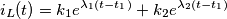 i_L(t)=k_1e^{\lambda_1(t-t_1) }+k_2e^{\lambda_2(t-t_1) } i_L(t)=k_1e^{\lambda_1(t-t_1) }+k_2e^{\lambda_2(t-t_1) }