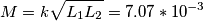 M=k\sqrt{L_1L_2}=7.07*10^{-3}
