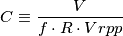 C \equiv \frac{V}{f \cdot R \cdot Vrpp} C \equiv \frac{V}{f \cdot R \cdot Vrpp}