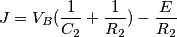 J=V_B(\frac{1} {C_2}+ \frac{1} {R_2})-\frac{E} {R_2} J=V_B(\frac{1} {C_2}+ \frac{1} {R_2})-\frac{E} {R_2}