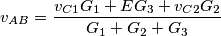 v_{AB}=\frac{v_{C1}G_{1}+EG_{3}+v_{C2}G_{2}}{G_{1}+G_{2}+G_{3}} v_{AB}=\frac{v_{C1}G_{1}+EG_{3}+v_{C2}G_{2}}{G_{1}+G_{2}+G_{3}}