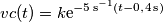 vc(t) = k\text{e}^{-5\,\text{s}^{-1}(t-0{,}4\,\text{s})}