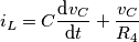 i_{L}=C\frac{\text{d}v_{C}}{\text{d}t}+\frac{v_{C}}{R_{4}} i_{L}=C\frac{\text{d}v_{C}}{\text{d}t}+\frac{v_{C}}{R_{4}}
