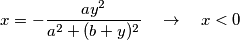x=-\frac{ay^{2}}{a^{2}+(b+y)^{2}}\quad \to \quad x<0