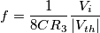 f=\frac{1}{8CR_3}\frac{V_i}{|V_{th}|} f=\frac{1}{8CR_3}\frac{V_i}{|V_{th}|}