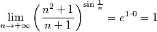 \lim_{n\rightarrow+\infty}\left ( \frac{n^2+1}{n+1}\right )^{\sin\frac{1}{n}}=e^{1 \cdot 0} = 1